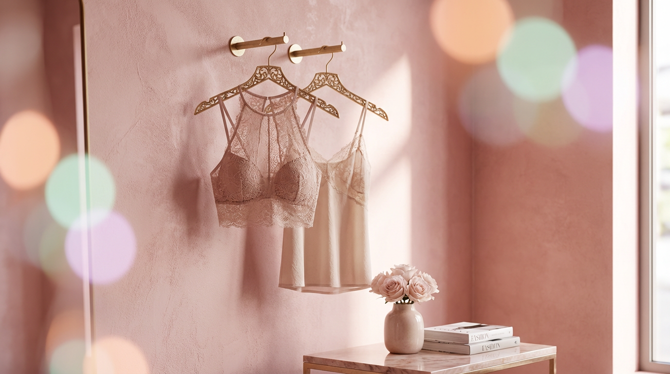 Virtual try-on for lingerie guide — elegant boutique aesthetic