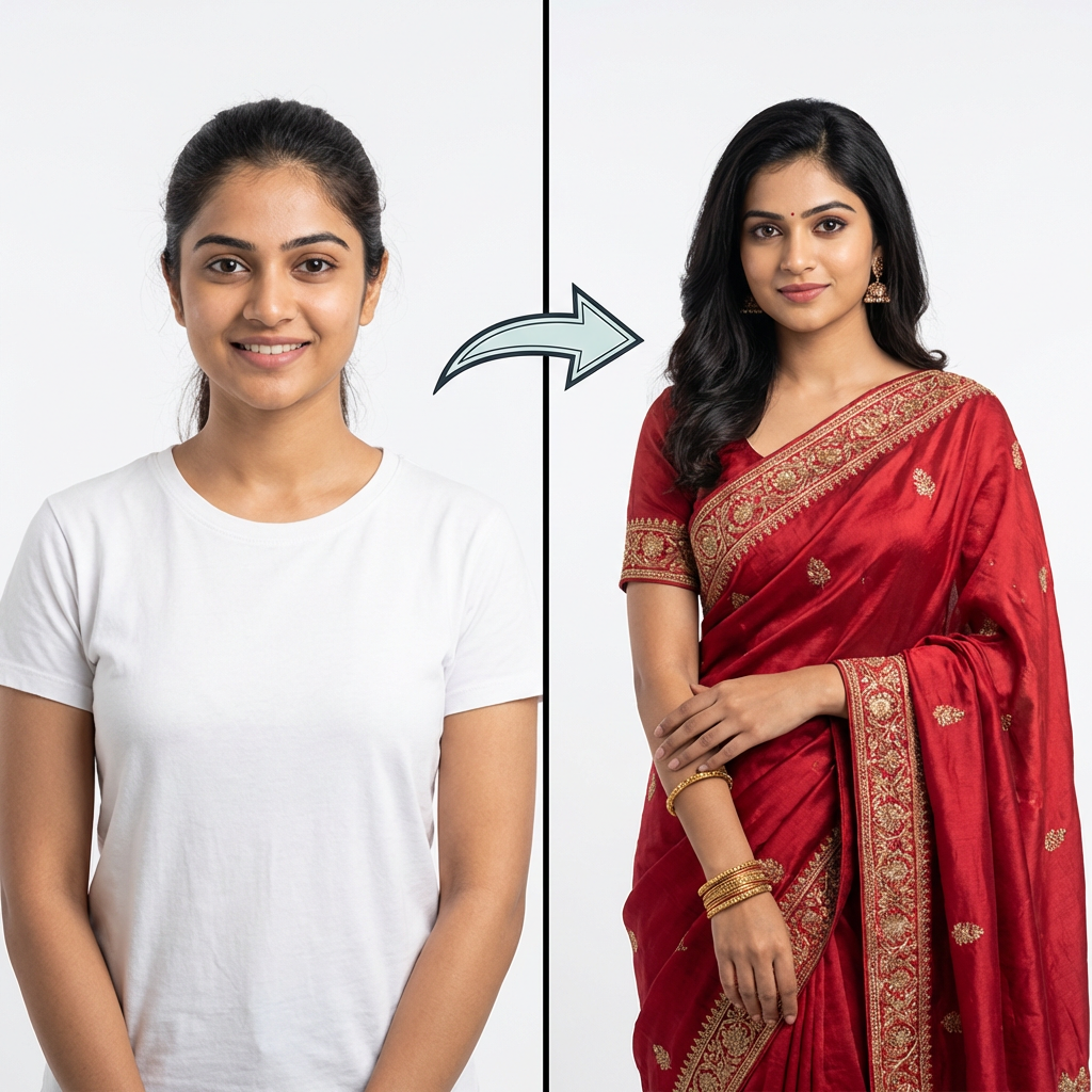 AI clothes swap before and after - change outfit in photo